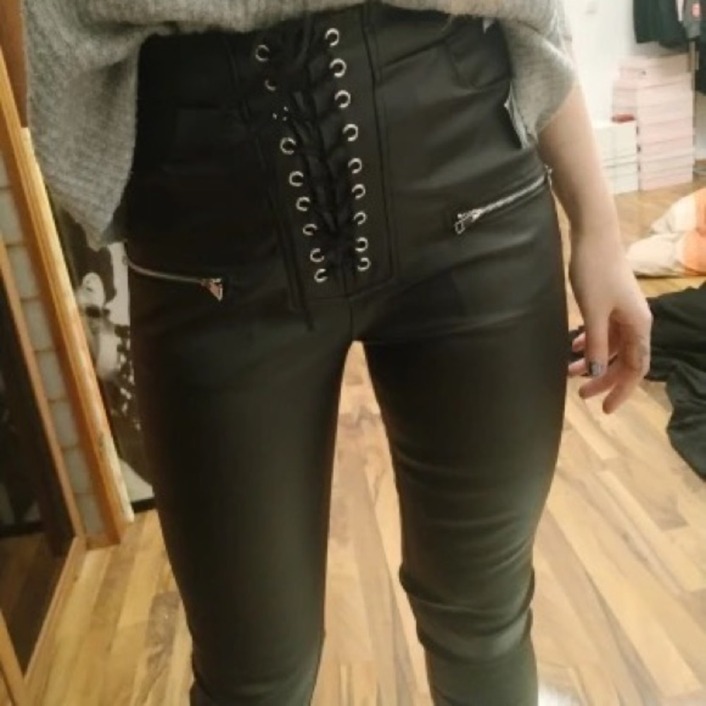 Faux leather pants